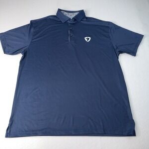 Horn Legend Mens Large Blue White Dot Golf Polo Shirt Bamboo Charcoal Luxury